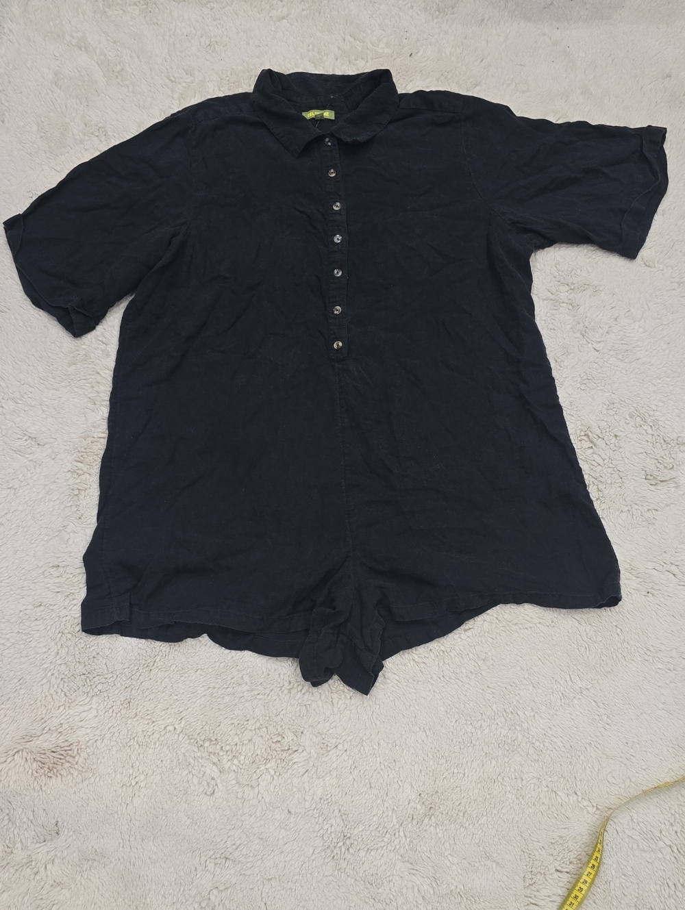 Women’s Black Short-Sleeve Button Romper Jumpsuit - Classic Casual